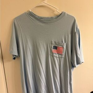 Vineyard Vines Sky Blue Tee with Flag Pocket